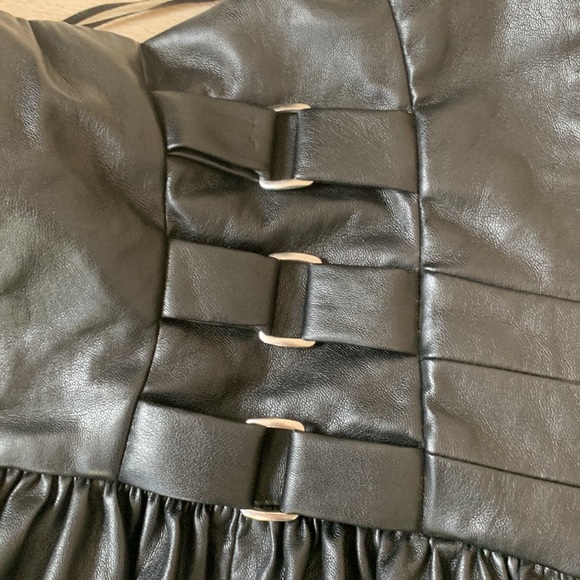 🔥ZARA TRAFALUC Collection Black STRAPLESS Faux LEATHER MINI DRESS🔥 - Picture 7 of 10